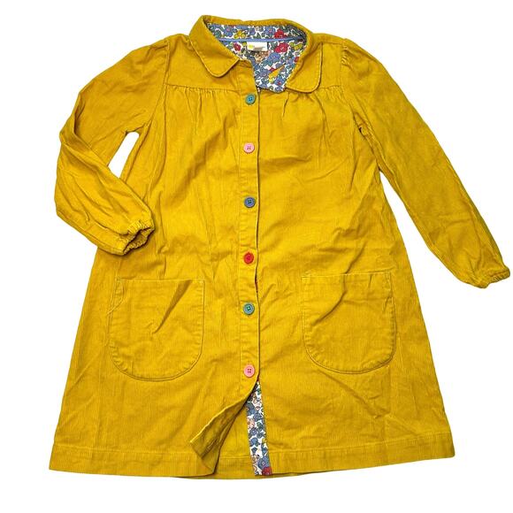 Mini Boden Yellow Corduroy Rainbow Button Dress 6-7Y - Picture 1 of 4